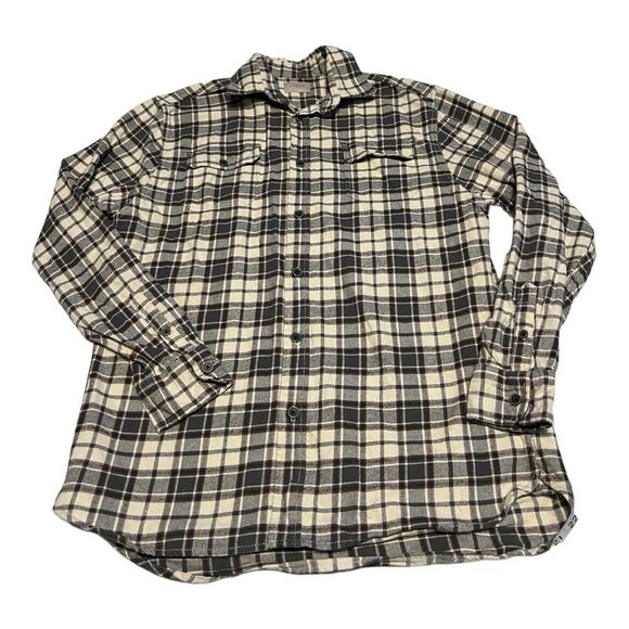 Jachs Cream/Black Button Down Flannel Cotton Men's Size XL Cottage Cabin Grandpa - Picture 1 of 6